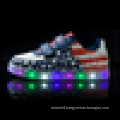 Kids rechargeable flag pattern led shoes led light party shoes